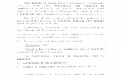 Comunicación cambio de domicilio en el permiso de circulación