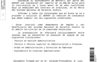 Subvención solicitada a otra Administración. EMCUJU 2018.