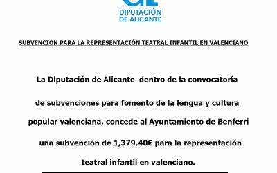 Subvención para representación teatral infantil en valenciano