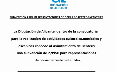 Subvención para representaciones de obras de teatro infantiles