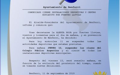 SUSPENSIÓN DE LAS CLASES E INSTALACIONES DEPORTIVAS