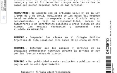 DECRETO CIERRE TEMPORAL COLEGIO, PARQUES Y JARDINES.