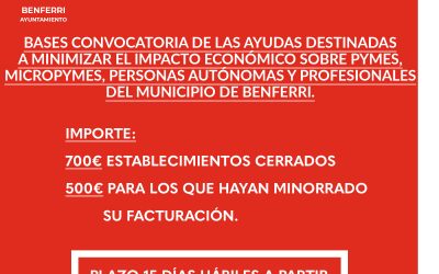 BASES REGULADORAS DE LA CONVOCATORIA DE AYUDAS DESTINADAS A MINIMIZAR EL IMPACTO ECONÓMICO SOBRE PYMES, MICROPYMES, PERSONAS AUTÓNOMAS Y PROFESIONALES DEL MUNICIPIO DE BENFERRI.